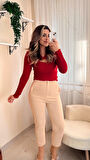 Kadın üste Oturan Paçası Bilek üzerinde Biten Atlas Kumaş Pantolon 36 (S) - 48 (4XL)