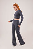 Fitilli Bluz Ve Pantolon Antrasit İkili Takım