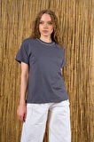 Yakası Taşlı Tshirt - Füme