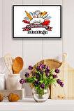 Mutfak Duvar Dekorasyon Süsü, Ahşap Çerçeve Görünümlü Şık Tablo Pano Modeli