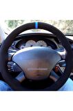 Ford Focus 1 Uyumlu Dikmeli Direksiyon Kılıfı Mavi Yüzüklü Alkantara (NUBUK)