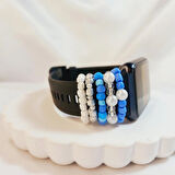 Mavi Renk İnci Boncuk Watch Band Charm - Akıllı Saat Kordon Süsü