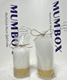 2 li Set Kütük Silindir Beyaz Baton Blok Mum Set 9x6.5 - 14x6.5 cm Görseldeki Gibidir