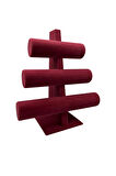 Süet Kumaş Bordo Renk Üçlü Kademeli 30/26 Cm Bileklik-saat Sergileme Standı