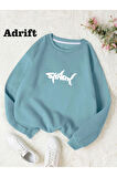 Shark Renkli Oversize Bisiklet Yaka Pamuklu Sweatshirt