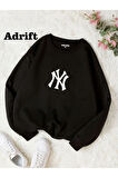 Unisex Ny Yankes Baskılı Bisiklet Yaka Sweatshirt