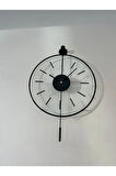 Massive Siyah Orta Boy (37X55CM) - Camlı Modern Sarkaçlı Metal Duvar Saati
