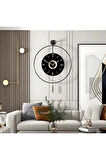 5'li Negro Kadran Elegante Seri -Siyaha- Siyah Göbek - Büyük(50X75CM)-(PİLLİ LED) Metal Duvar Saati