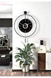 5'li Negro Kadran Elegante Seri -Siyaha- Siyah Göbek - Büyük(50X75CM)-(PİLLİ LED) Metal Duvar Saati