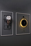 5'li Negro Kadran Elegante Seri -Siyaha- Siyah Göbek - Büyük(50X75CM)-(PİLLİ LED) Metal Duvar Saati