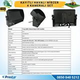 Kayıtlı AHD Mibzer Havalı Tohum Makinesi 4 Kameralı 7 inç Monitörlü 720P Araç Seti