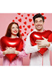 Folyo Kalpli Uçan Kalp Balon 5 Adet 45 Cm Kırmızı Romantik Evlilik Teklifi