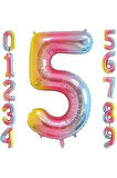 5 Yaş Renkli Folyo Balon 34 İnç (76-82 cm)