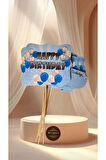 Happy Birthday Temalı 10'lu Konuşma Balonu Seti MAVİ-GÜMÜŞ