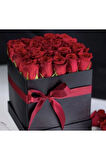 🌹Lxury Kırmızı Gül 🌹 Siyah Kare Kutu