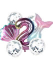 Deniz Kızı Kuyruk Gümüş Pul Gökkuşağı Rakam Folyo Balon Seti 2 Yaş