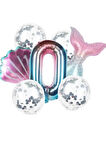 Deniz Kızı Kuyruk Gümüş Pul Gökkuşağı Rakam Folyo Balon Seti 0 Yaş