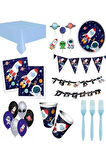 Uzay Kozmik Galaksi Doğum Günü Parti Malzemeleri Seti Konsepti 16 Kişilik