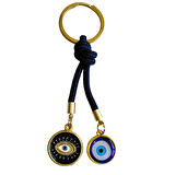 Lacivert Örgü İpli Çift Nazar Boncuklu Anahtarlık