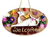 Welcome Yazılı Kedili El Yapımı Kapı Süsü