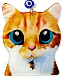 Füzyon Camdan Sarı Kedi Duvar Süsü, Kedi Severlere Özel Tasarım Hediyelik Eşya