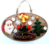 Welcome Yazılı Noel Babalı El Yapımı Yılbaşı Kapı Süsü