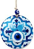 Füzyon Cam Lale Desenli Nazar Boncuklu El Yapımı Duvar Süsü  12 x 12 Cm Ölçülerinde Hediyelik Eşya 
