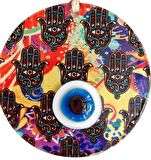 12 Santimetre Füzyon Cam El İşçiliği İle Üretilmiş Nazar Boncuklu Duvar Süsü