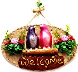 Aile Kuş Welcome Yazılı Kapı Süsü
