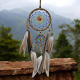 İki Halkalı Kuş Tüylü Karamel Rengi Duvar Süsü