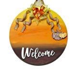 Turuncu Kahverengi Welcome El Boyaması Kapı Süsü
