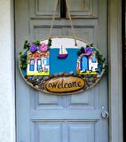 Denizci Welcome Yazılı El Boyaması Renkli Kapı Süsü