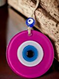 Pembe Nazar Boncuklu Duvar Süsü 10 Cm Cam Duvar Dekoru