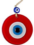 Mini Boy Kırmızı Nazar Boncuklu Duvar Süsü 10 Cm Cam Duvar Dekoru