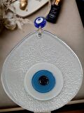 Mavi Nazar Boncuklu Silver Gri Renk Nazar Boncuklu Damla Desen El Yapımı Duvar Süsü