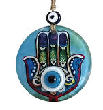 Fatma Ana Eli Desenli Nazar Boncuklu Duvar Süsü 10 Cm Cam Duvar Dekoru