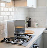 Mutfak ocağı kızartma yağı sıçrama  engelleyici, ocak fayans koruyucu 3 kanatlı galveniz 45x30 cm