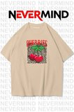 unisex cherries baskılı oversize tshirt