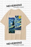 unisex van gogh baskılı oversize tshirt