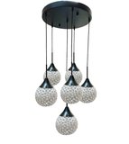 Modi Lighting 6'lı Siyah Beyaz Kristal Top'lu Sarkıt Avize Mod-Av-4504-6bs