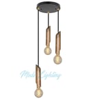 Modi Lighting Yan Kesitli Üçlü Siyah Ahşap Avize Mod-Av-4468-3bsy
