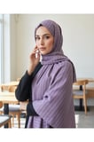 Moda Kaşmir Satır Çizgili Şal Eflatun