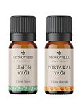 Limon Yağı 10 ml, Portakal Yağı 10 ml 2'li Set %100 Saf ve Doğal (Lemon and Orange Oil) 2x10 ml