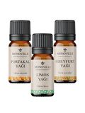 Limon Yağı 10 ml, Portakal Yağı 10 ml, Greyfurt Yağı 10 ml 3'lü Set %100 Saf ve Doğal 3x10 ml