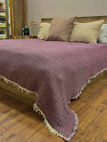 Mor 4 Katlı Çift Taraflı Çift Kişilik Müslin Battaniye %100 Pamuk 230x240 cm