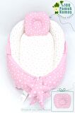 Babynest Ortopedik Bebek Yatağı, Anne Yanı Bebek Yatağı, Ergonomik Tasarım, Stars Serisi, Pembe