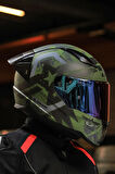 Rapıd 2 Race Thunder Bırds Mat Yeşil-siyah-gri Kask
