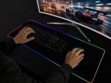 RGB Led Işıklı Oyuncu Mouse Pad 80x30 cm 4 mm XL Kaymaz Su Geçirmez Klavye Mouse Pedi