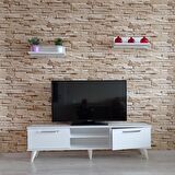 ( Ms 70 ) MDF Tv Ünitesi Dolabı,Raflı,Beyaz