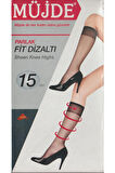 Fit Parlak Süper ince (15 Den) Dizaltı Açıkten (51) Çorap 6 Çift